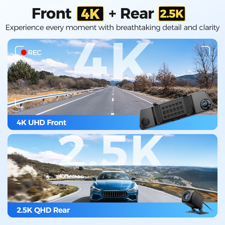 CAMARA PARA AUTOS DASHCAM AZDOME PG17 MAX ESPEJO 4K + 2.5K GPS + WiFi 5GHz + ADAS + BSD + LCA + 64GB - Imagen 3