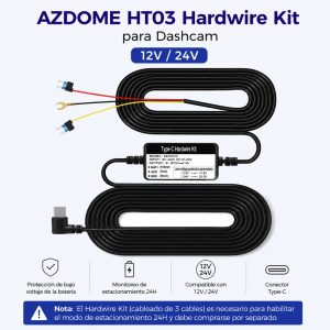 KIT HARDWIRE AZDOME HT03 USB-C PARA DASHCAM 12V24V 5V 2.5A CON PROTECCIÓN DE BATERÍA
